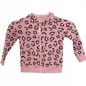 CAT & JACK Pink Leopard Print Zip Up Hoodie Size 3T